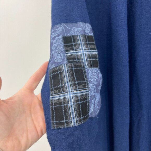 Sundance Unseen Beauty Navy Blue Elbow Patch Merino Wool Duster Cardigan XS - Picture 3 of 5